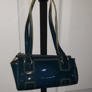 Kenneth Cole Blue/Green patent leather barrel bag